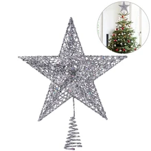 NICEXMAS, серебряная звезда, украшение на елку, Милая блестящая Звезда, Рождественская елка, украшение на елку, 5 точек, декор на дереве, 20 см, A20