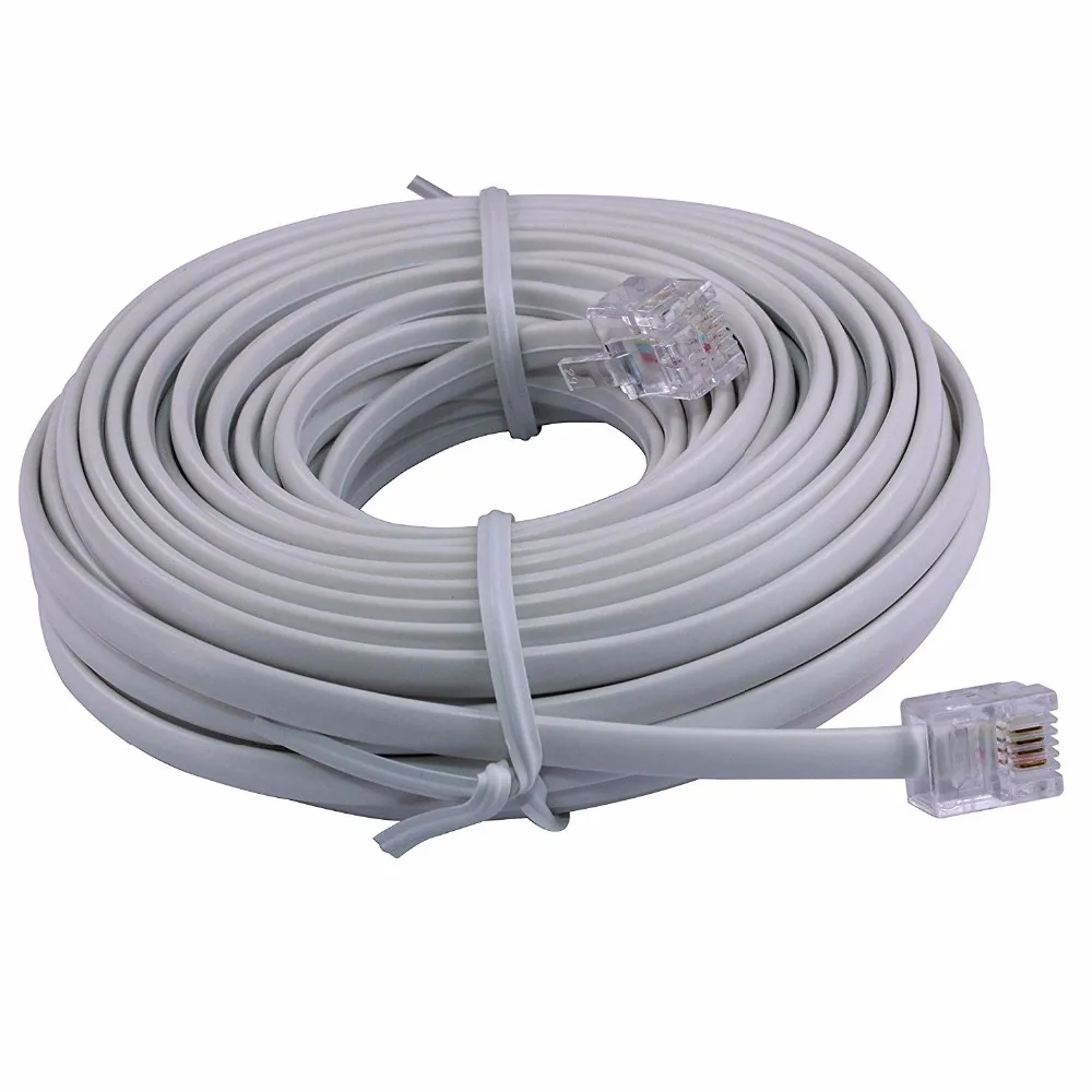 Wantek 30 القدم التوصيلة الحبل كابل سلك معدني القياسية RJ11 6P4C التوصيل للهاتف ، مودم ، الفاكس آلة ، الإجابة آلة