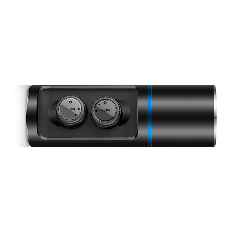 M2+ TWS True 5,0 Bluetooth гарнитура наушники мини запонки микрофон стерео беспроводные наушники для всех смартфонов - Цвет: Черный