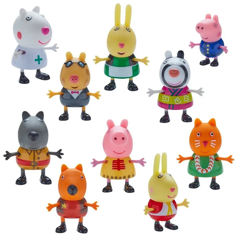 

Peppa pig George guinea Family friend Pack Dad Mom Action Figure Original Pelucia Anime Toys gift for children