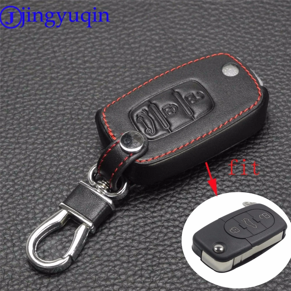 

jingyuqin Remote 3 Buttons Car-Styling leather Folding Flid Key Case Cover For Audi A2 A3 A4 A6 A8 TT Holder