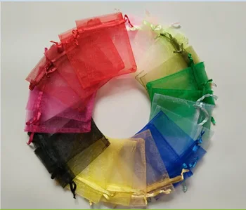 

Jewelry Packaging Display Pouches 100pcs/lot 7x9cm Drawable Organza Bags Jewelry Pouch Favor Wedding Party Gift Packaging Bags