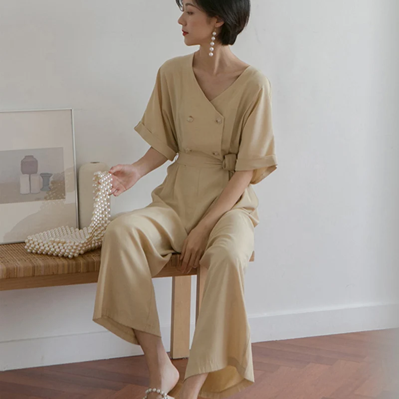 

elegant rompers womens jumpsuit long trousers pants with belt