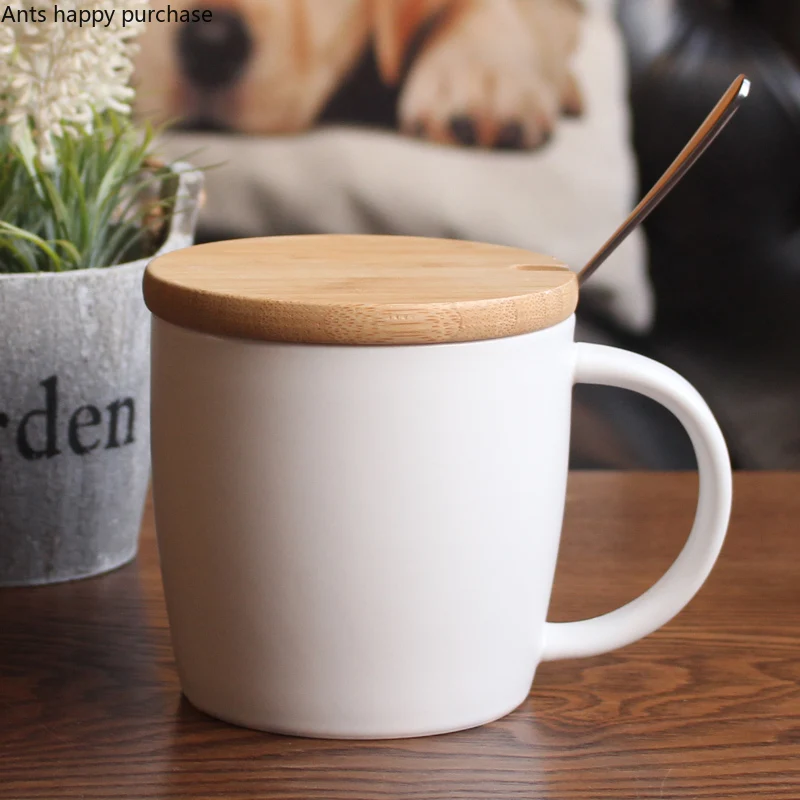 

520ml White Ceramics Coffee Mug with Lid Large Capacity Mugs Creative Drinkware Coffee Tea Cups Novelty Gifts Milk Cup
