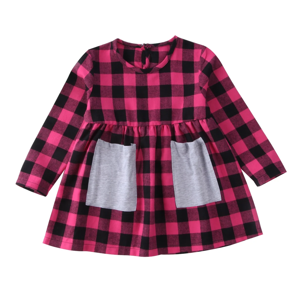 Red Plaid 2017 Casual Baby Dress Toddler Baby Girls Princess Dress Long