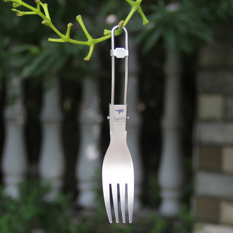 

Keith Folding Titanium Dinner Fork Flatware kitchen accessories Cake Salad Dessert Fruit Fork Dinnerware Set