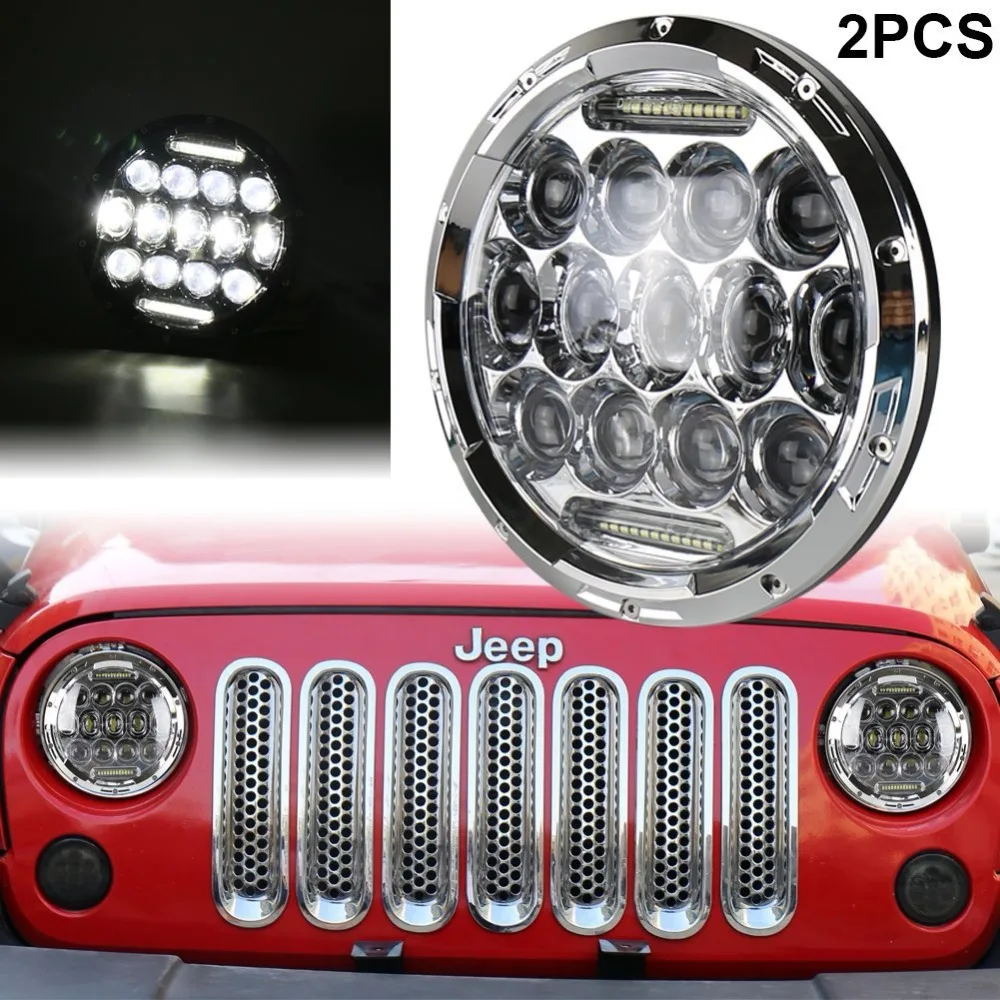 Pair 75W 7 Inch Led Headlight H4 H13 High Low Beam Cars Driving Lights for Jeep Lada Niva 4x4 DRL Lights