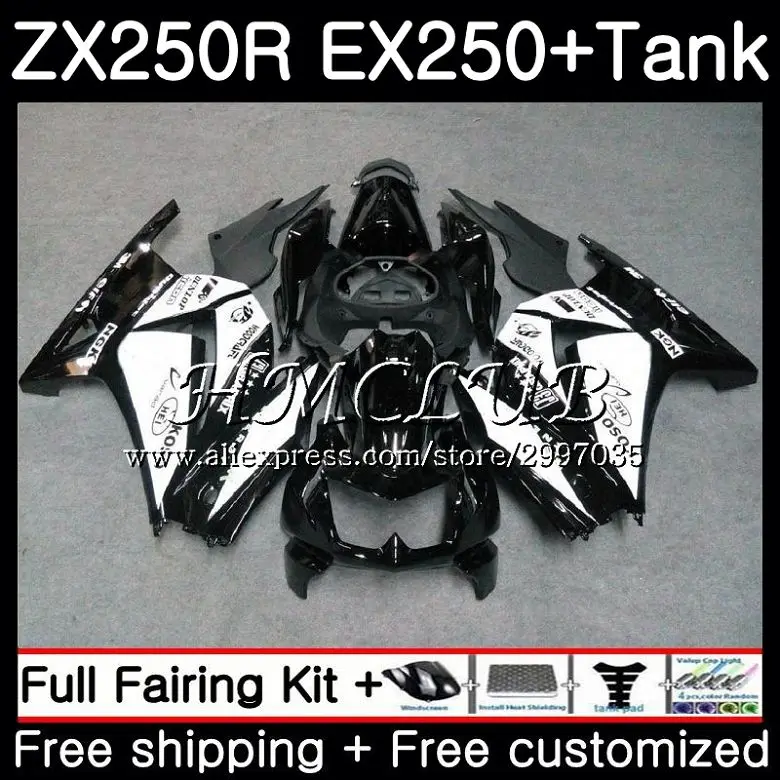 Майка для KAWASAKI NINJA ZX250R EX250 2008 2009 2010 2011 2012 46HC. 10 черно-белые ZX-250R ZX 250R EX 250 08 09 10 11 12 обтекатель - Цвет: No. 1