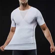 Body Shaper Men Compression T-shirt Adjustable Waist Trainer Corset Slim Belt Belly Buster Gynecomastia Posture Shirt Shapewear