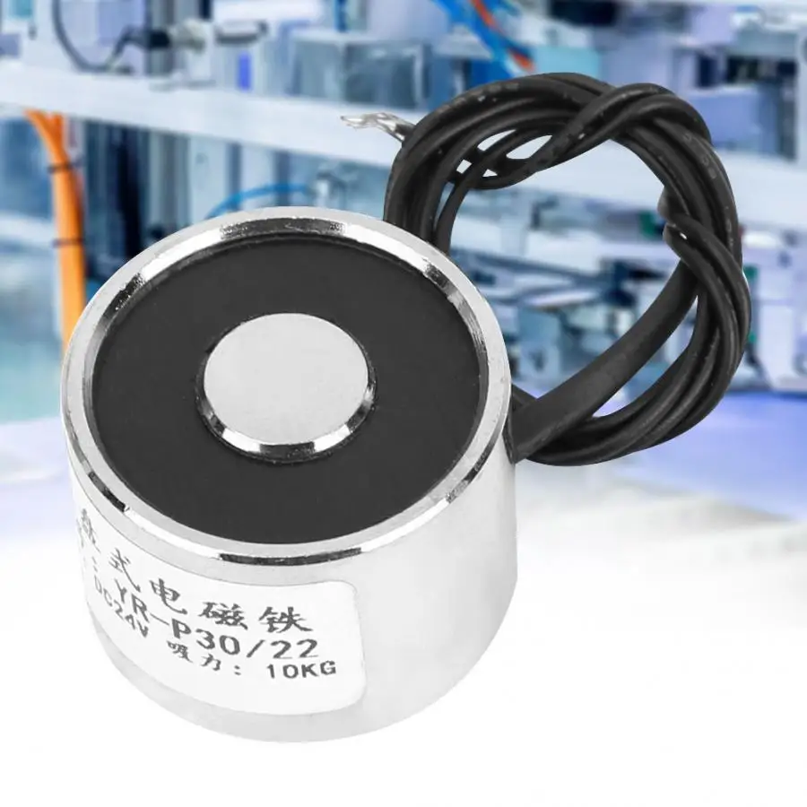 

DC 12V/24V Round Shape 10Kg/100N Electric Magnet 30*22mm Solenoid Lifting Sucker Lifting Magnets