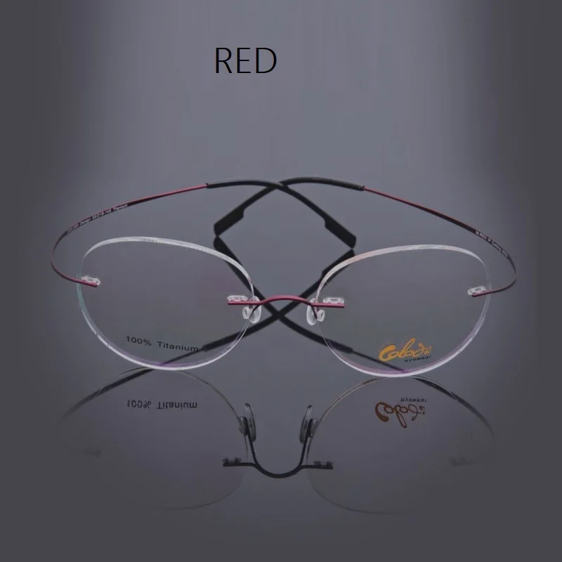 Супер эластичный ультра-светильник без оправы B титановая оправа для очков мужские очки близорукие круглые или квадратные очки оправа для женщин - Цвет оправы: RED