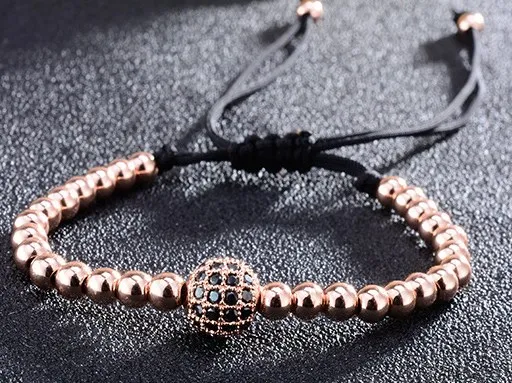 

8mm ig53 silver gold copper micro pave cz zircon cubic zirconia Bracelet adjusted Macrame Charm Braided Rope Bangles