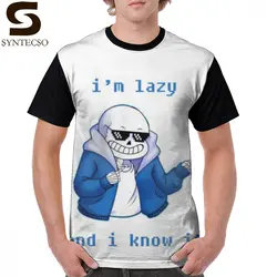 Футболка Sans Lazy And I Know It Оригинальная футболка с принтом 4xl графическая футболка забавная Летняя мужская футболка из полиэстера 100 процентов