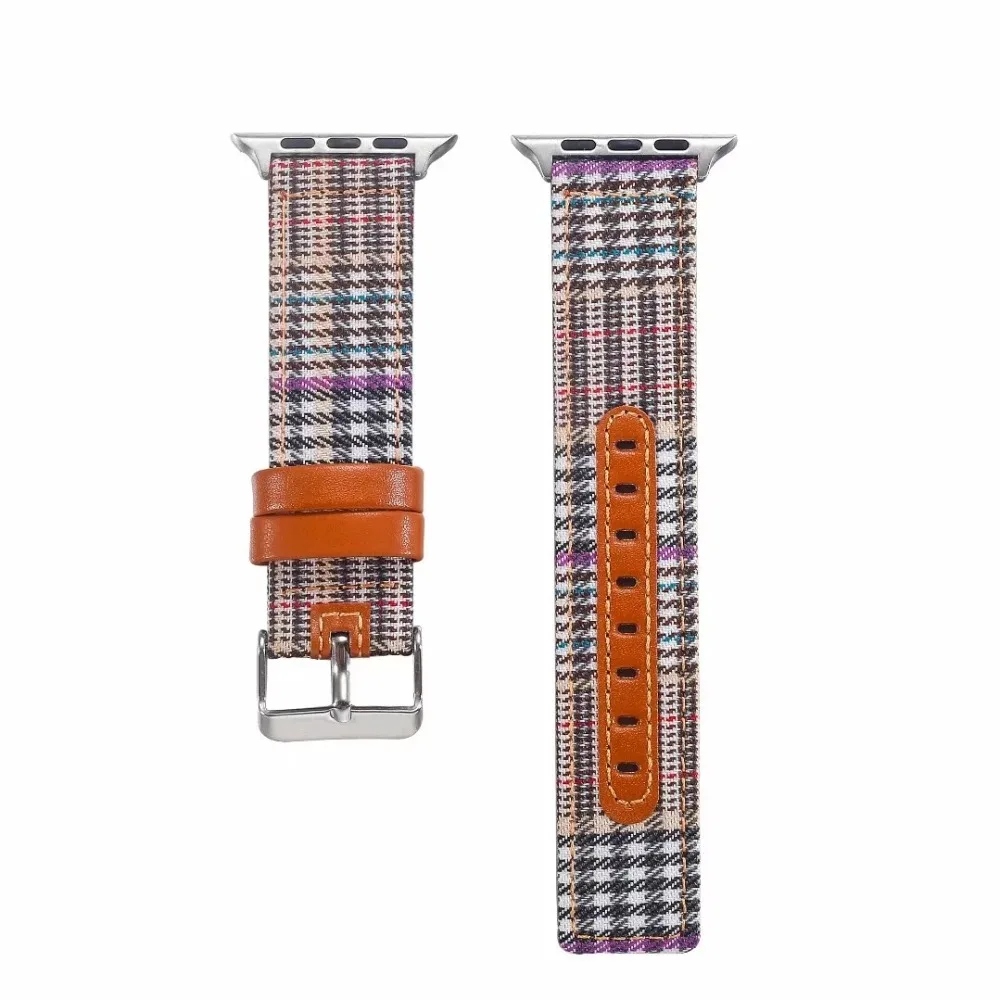 

Colorful Paid Leather Fabric Band for Apple Watch 38/40mm 42/44mm Wrist Strap Loop for iwatch Series 4 3 2 1 Belt I343.