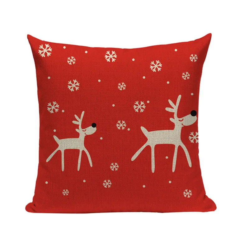 Наволочка для подушки с принтом Санта-Клауса и оленя, декоративные наволочки для подушек в стиле ретро, винтажная квадратная наволочка для подушки с рождественской елкой