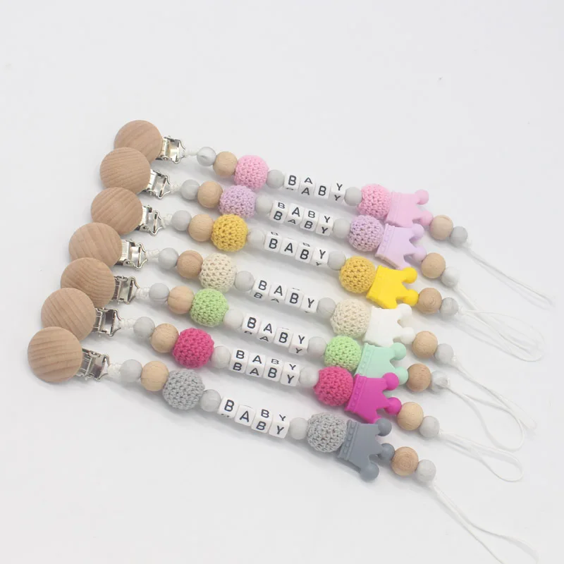 Baby Siliconewood Pacifier Clips Cute Crown Diy Chain With Mouse Holder Infant Feeding Teething Chew Toys Dummy huismerk kopen in de aanbieding Baby Siliconewood Pacifier Clips Cute Crown Diy Chain With Mouse Holder Infant Feeding Teething Chew Toys Dummy huismerk kopen in de aanbieding