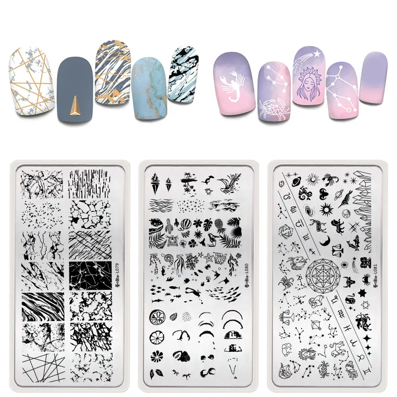 Harunouta Nail Stamping Plates Lines Cartoon Summer Constellation Nail ...