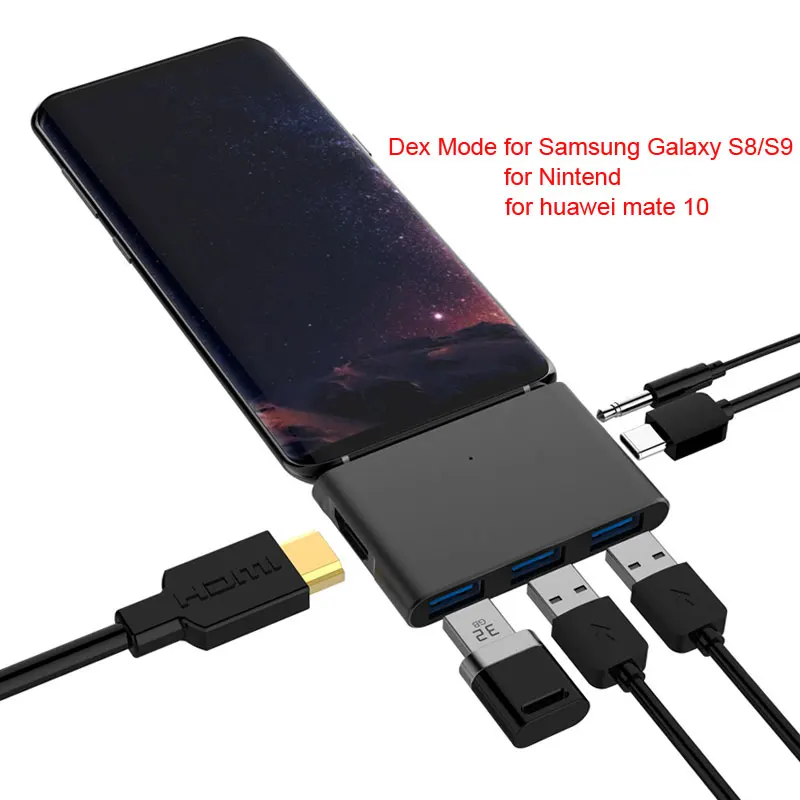 EASYA Thunderbolt 3 USB C концентратор док-станция к HDMI 4K Dex режим для samsung Galaxy S8/S9 Mund с разъемом PD 3,5 мм порт для Macbook Pro