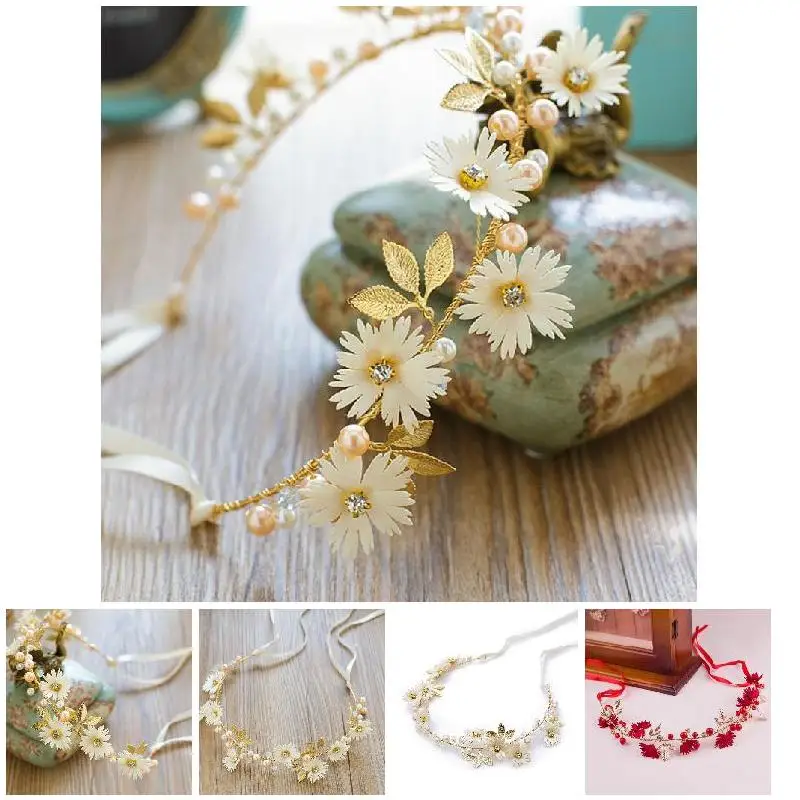 

2019 New Hot Women Flower Headband With Ribbon Wreath Wedding Party Ladies Girls Garlands Floral Crown Hairband SMA66