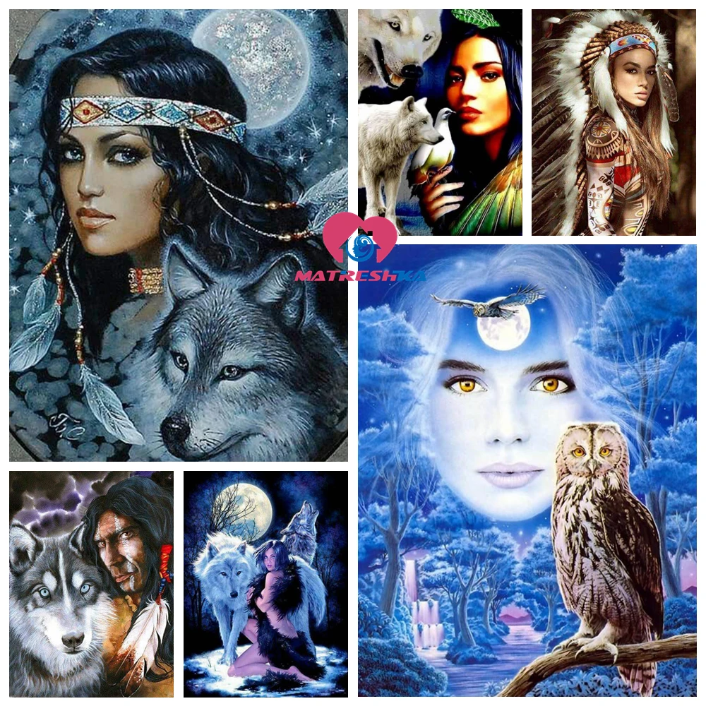 

Full drill diamond embroidery fairy needlework cross stitch rhinestones diamond painting full square needlework painting wolf