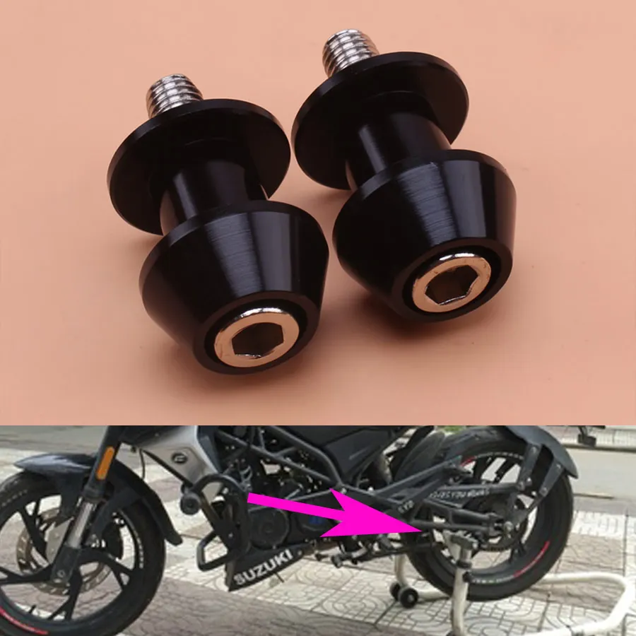 

2x 8mm Rear Stand Swing Arm Spool Sliders Racing Stand Swingarm Bobbins Spools Stand Screws Black for Motocycles Custom