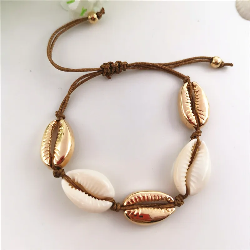 

Bohemia Bracelet Gold Silver Color Cowrie Shell Bracelet For Women Rope Chain Bead Charm Bracelet 2019 Lady Fashion Beach Jewelr