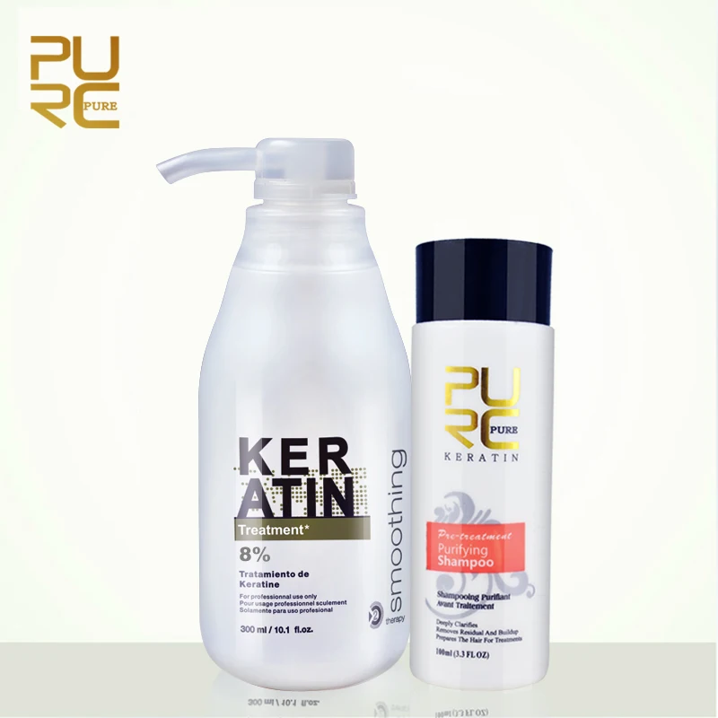 PURC 8% Brazil Keratin Treatment 300ml & 100ml Purifying Shampoo Make Hair Straightening Smoothing Hair Care Products 2Pcs/set PURC 8% Brazil Keratin Treatment 300ml & 100ml Purifying Shampoo Make Hair Straightening Smoothing Hair Care Products 2Pcs/set