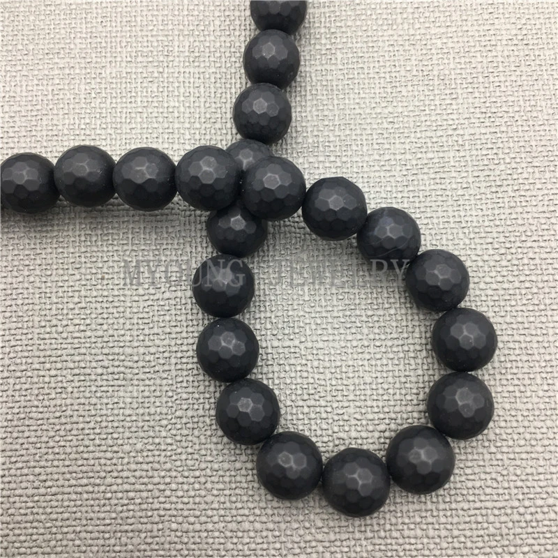 Matte Faceted Onyx Loose Beads,Frosted Black Agates Beads For DIY Jewelry Making MY0010