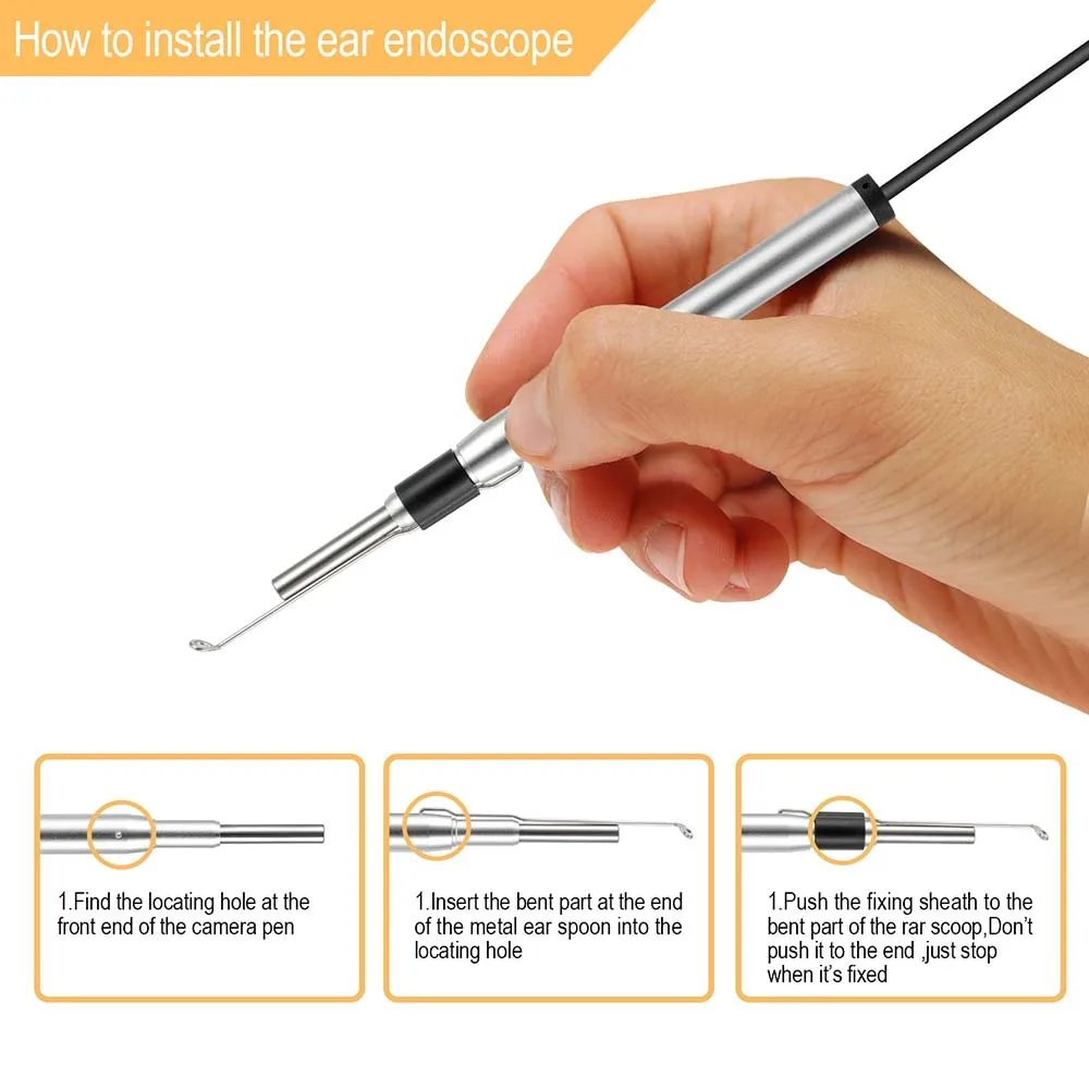 In-ear Mini Medical Endoscope Camera 3.9mm USB Endoscope Inspection Camera for OTG Android Phone PC Ear Nose Borescope