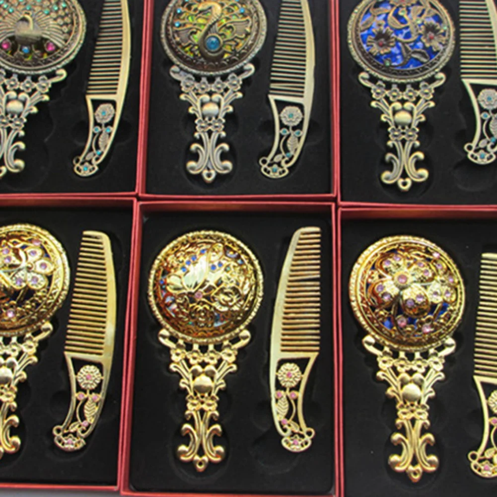 2 pcs/set Classic Retro Vintage Makeup Mirror Compact Copper Golden Hollow Out Cosmetic Held Hand Mirror with Hair Comb-in Makeup Mirrors from Beauty & Health on Aliexpress.com - Alibaba Group - 웹