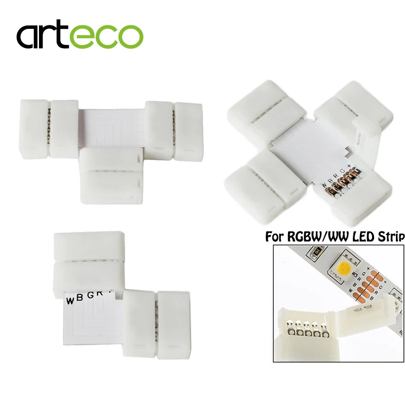 5pcs/lot 10mm 5PIN RGBW L type / X T shape No Soldering connector For 5050 RGBWW LED strip | Обустройство дома