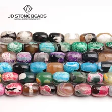 JD каменные бусины огненный агат барабанная форма бусины оптом DIY ручной работы Изысканные ювелирные изделия аксессуары драгоценный камень Ston