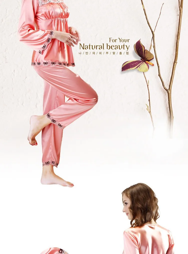 plus size silk pajamas suit for women
