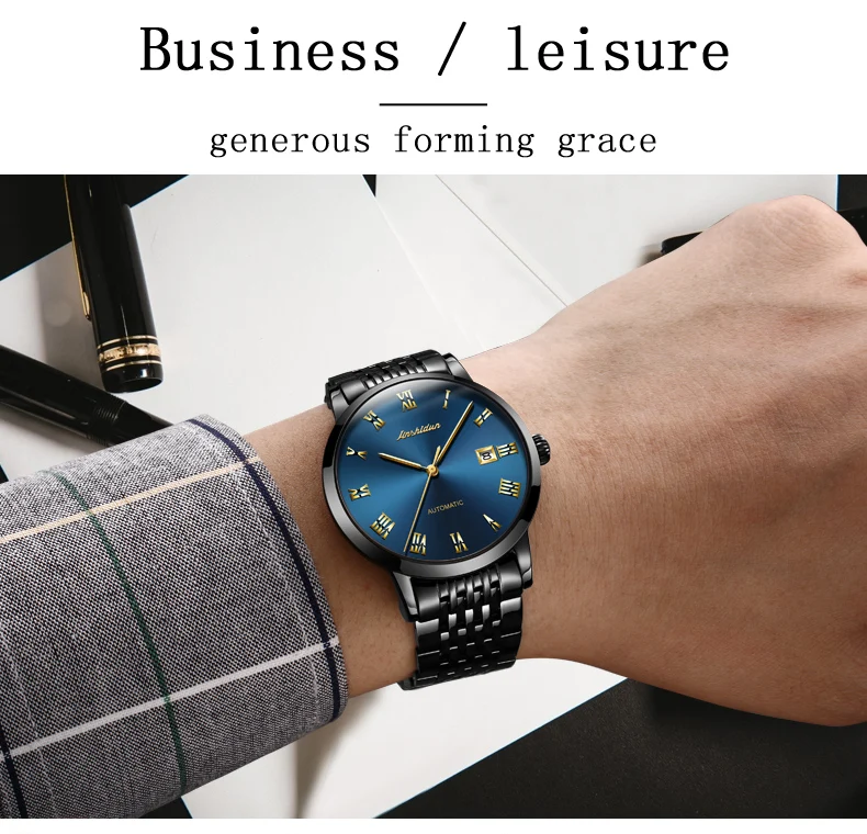 JSDUN часы для мужчин Автоматический мужские механические часы лучший бренд класса люкс наручные сапфир водостойкие розовое золото белый reloj