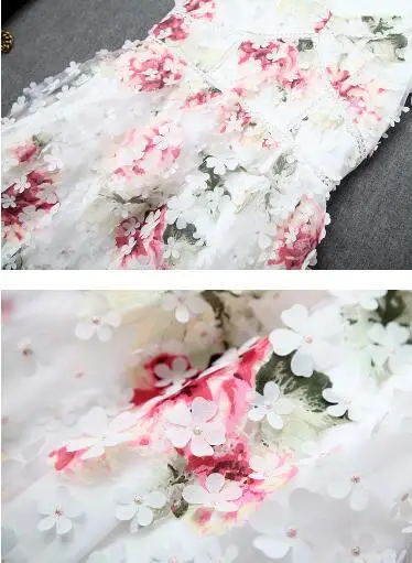 summer women's new round neck Slim T-shirt+ three-dimensional flowers super fairy mesh gauze skirt suitT3676