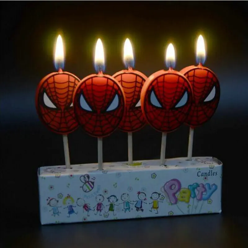 5 шт. красный человек-паук детские свечи для торта на день рождения вечерние для детей на день рождения свечи для торта на день рождения Детские вечерние украшения DIY - Цвет: Spider--Man