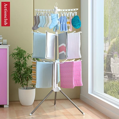 Simple Foldable Drying Rack Floor Folding Mobile Towel Rack Hanger Balcony Hanger Stand Indoor Sun Clothes Rack Furniture - Цвет: Белый