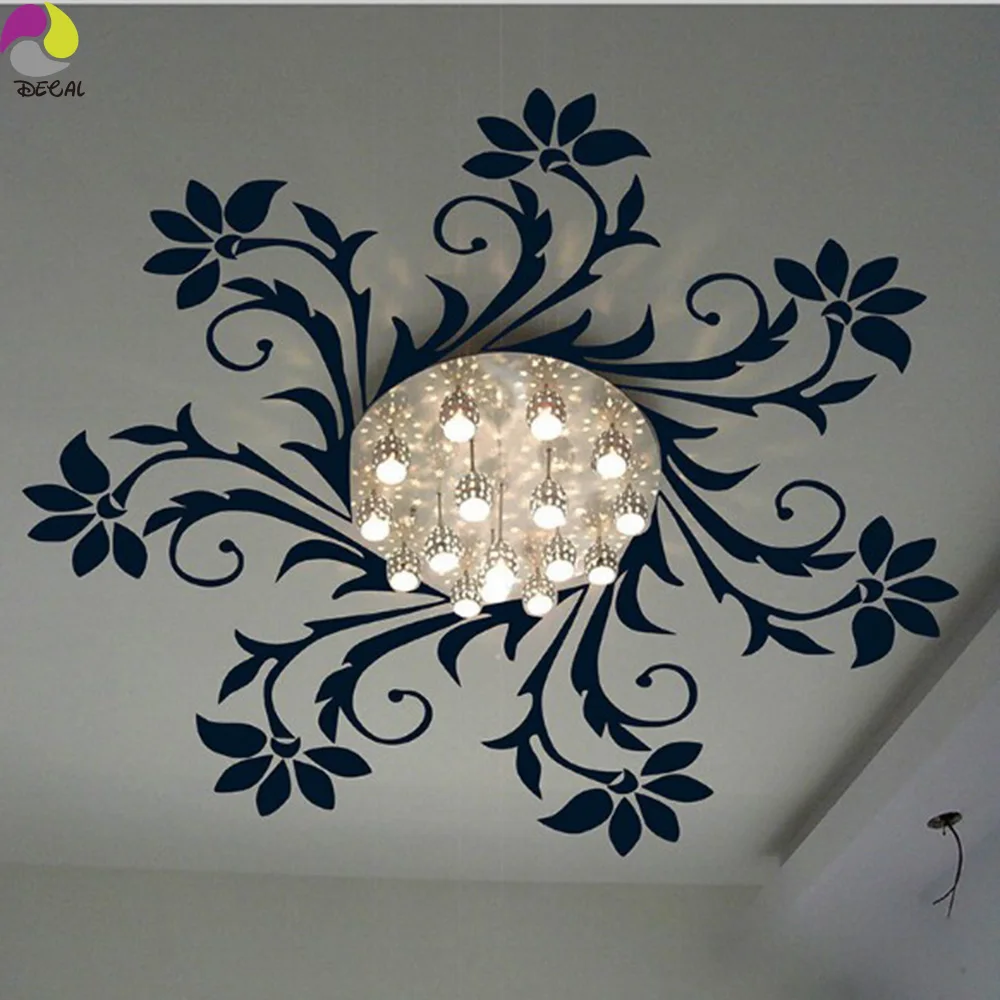 Ceiling Chandelier Wall Sticker Kids Room Flower Chandelier Lantern Light Lamp Decal Bedroom Living Room Vinyl Home Decor Art (2)