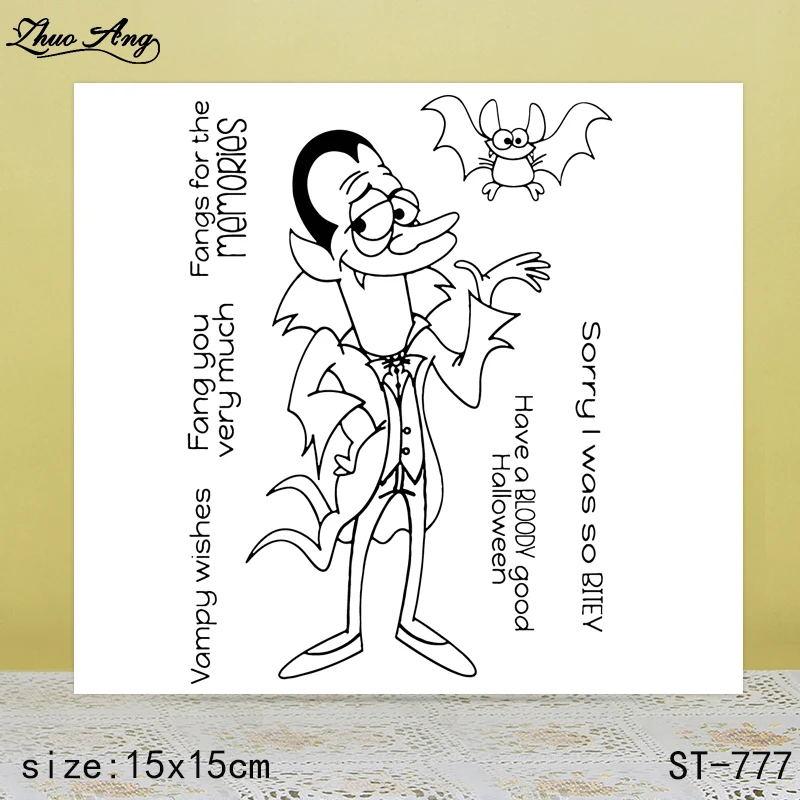 

ZhuoAng Happy Halloween Funny Vampire Clear Stamps/Seals For DIY Scrapbooking/Card Making/Album Decorative Silicon Stamp Crafts