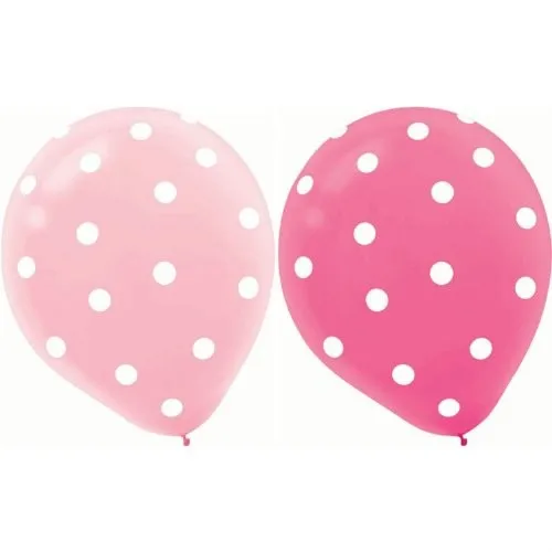 20-pcs-Round-Helium-Quality-12-Pink-Polka-Dot-Balloons