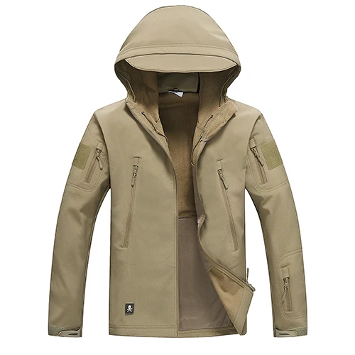 Army Yellow SEAUSLIM военные куртки из кожи акулы, Мужская Флисовая водонепроницаемая ветрозащитная тактическая куртка, мужское зимнее пальто, YCXL-01 с капюшоном - Цвет: Army Yellow