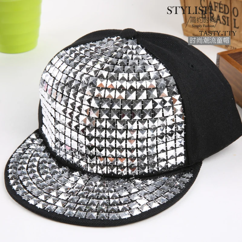 Fashion Rivet Hip Hop Snapback Hats Gold Silver Crystal Baseball Cap Luxury
