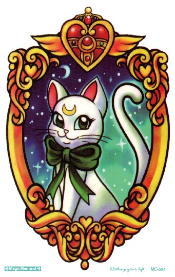 Rocooart MC684 19X12cm Sailor moon Large Tattoo Sticker Body Art Smile Cat Kitty Temporary Tattoo Terrorist Stickers Taty Tatoo