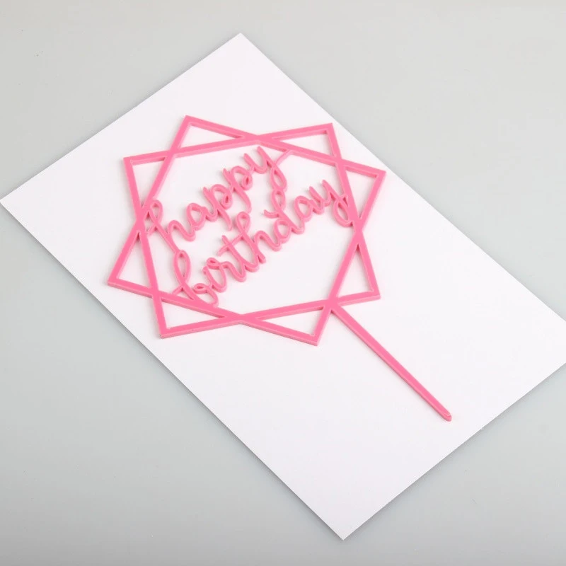 1 шт акриловый микс формы розовый любовь Луна Звезда Круглый Топпер для торта «С Днем Рождения» для вечеринки день рождения украшения десерт прекрасные подарки - Цвет: Pink 04