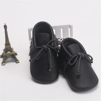 

2020 Hot Genuine leather rubber sole fringe and lace up baby moccasins baby boys girls leather shoes Toddler prewalkers boys