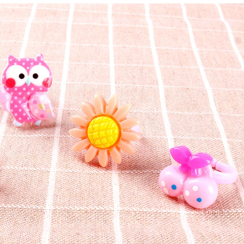 Kawaii красочные мини-мультфильм пластиковые кольца пальцы девушки дети Дети претендует Красота и модные игрушки подарок на день рождения