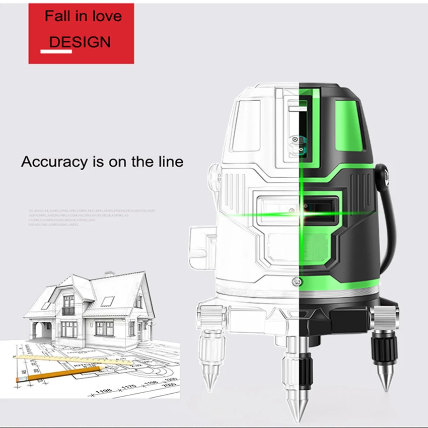 

Nahom Professional multi-function strong light selfleveling 2lines green red beam horizontal rotary laser level