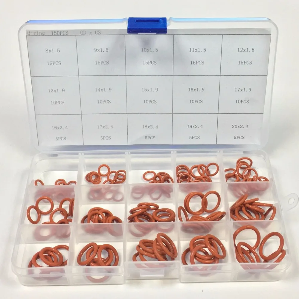 150PCS VMQ Silicone O Ring Kit Assortment O ring High Quality Gaskets