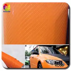 Tsautop Размеры 1.52x30 м 4D углерода автомобиля виниловой пленки Wrap Orange изделие 4d08