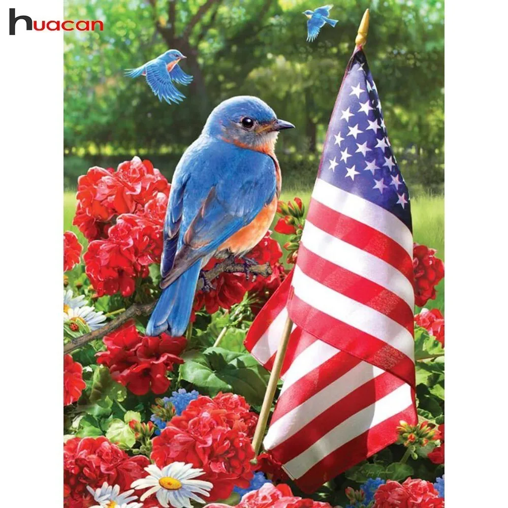 

HUACAN Diamond Mosaic Animals picture of rhinestones 5D DIY Embroidery Diamond Painting Birds Full Drill Flowers Decor Home